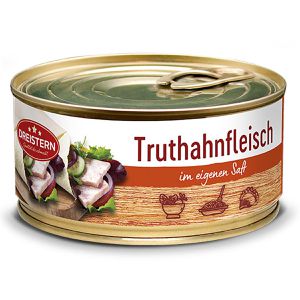 Wurstkonserve Dreistern Truthahnfleisch im eigenen Saft