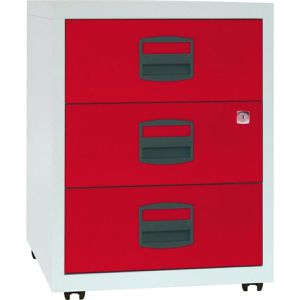 Produktbild für Rollcontainer Bisley-Home PFA, aus Metall, lichtgrau / rot