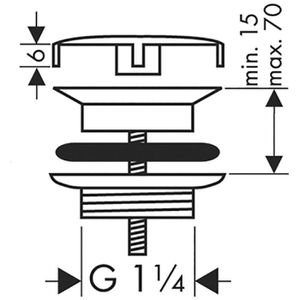 Produktbild für Ablaufgarnitur hansgrohe Ablaufventil 50001000, aus Messing