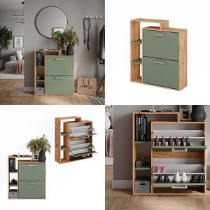 Produktbild für Schuhschrank Vicco Orlando, eiche / grün