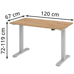 Produktbild für Schreibtisch Hammerbacher XMST612, asteiche / silber