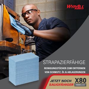Produktbild für Einwegtücher Wypall X80, 8295, PowerClean, Hydroknit, blau