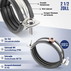 Produktbild für Rohrschelle Poppstar 1011311, W4, Schraubrohrschelle, Set