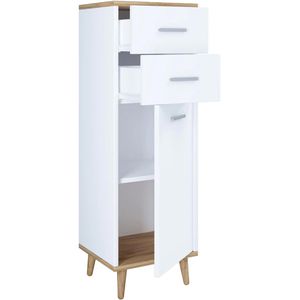 Produktbild für Badschrank VCM Lindas 918179, mit 4 Füßen, weiß / honig eiche