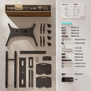 Produktbild für TV-Ständer Onkron TS1881-B, Ablage &amp; Rollen, schwarz, Metall