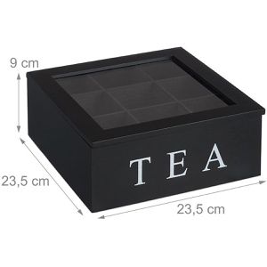 Produktbild für Teebox Relaxdays 10047497, für Teebeutel, schwarz, aus Bambus