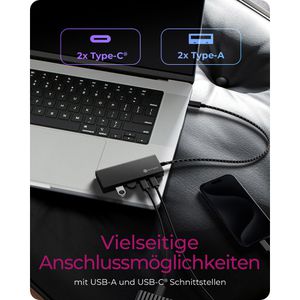 Produktbild für USB-Hub ICY-BOX IB-HUB1436-CPD, schwarz, mit Metallgehäuse