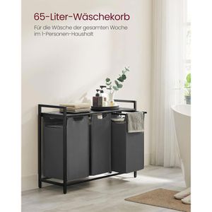 Produktbild für Wäschekorb Vasagle BLH301G01, schwarz, 3 Fächer