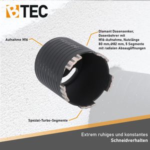 Produktbild für Bohrkrone BTEC Diamant Dosensenker, M16