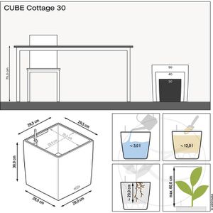 Produktbild für Übertopf Lechuza CUBE Cottage 30, granit, 30 x 30 x 30 cm