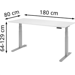 Produktbild für Schreibtisch Hammerbacher XDKB 19, weiß / silber