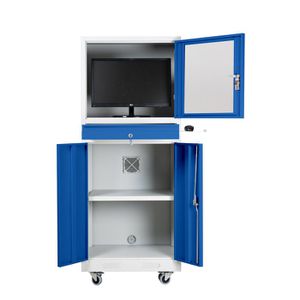Computerschrank G-Office IPC/M1, lichtgrau / blau
