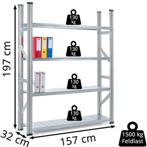 Produktbild für Weitspannregal GEWE 315G4R, 4 Metallböden
