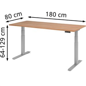 Produktbild für Schreibtisch Hammerbacher XDKB 19, nussbaum / silber