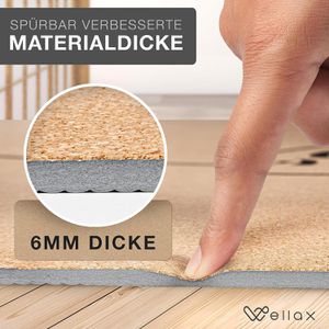 Produktbild für Yogamatte Wellax Kork, mit Tragegurt, braun, 0,6 cm stark