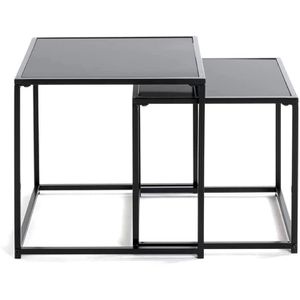 Produktbild für Beistelltisch Haku-Möbel 25557, schwarz, aus Glas / Metall