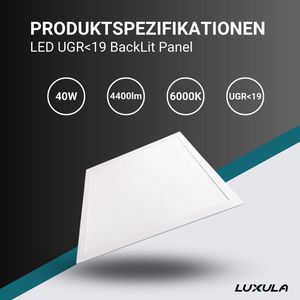 Produktbild für LED-Panel Luxula LX-62-1940-6000-BL, weiß, 62 x 62 cm
