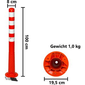 Produktbild für Absperrpfosten UvV Flex Ecoline 100, orange/weiß, Kunststoff