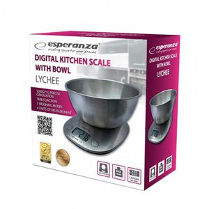 Produktbild für Küchenwaage esperanza EKS008, mit Schüssel &amp; Tara-Funktion, 1g