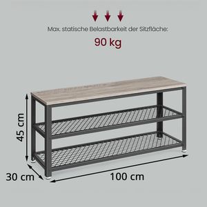 Produktbild für Schuhbank Vasagle LBS078K01, schwarz / graubraun, aus Metall