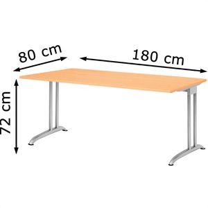Produktbild für Schreibtisch Hammerbacher B-Serie, buche / silber