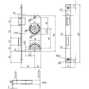 Produktbild für Einsteckschloss BKS 2150162, 0215, DIN links