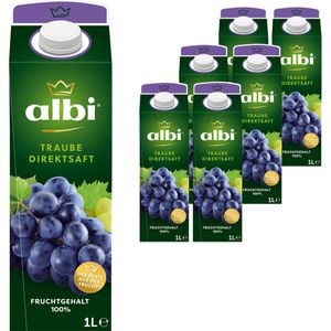 albi Saft Traube Direktsaft, 100% Fruchtgehalt, je 1 Liter, 6 Stück