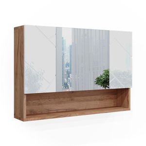 Spiegelschrank Vicco Irma, weiß hochglanz / eiche