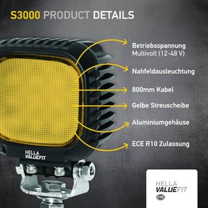 Produktbild für Zusatzscheinwerfer Hella ValueFit S3000, 12 V / 24 V, LED