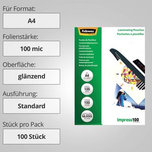Produktbild für Laminierfolien Fellowes 53511, DIN A4