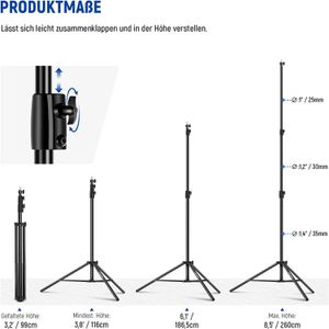 Produktbild für Stativ Neewer ST-260AC, Höhe bis 260 cm