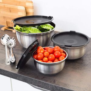 Produktbild für Schüssel Relaxdays Bowly 10019120, Set mit Deckel, 3-teilig