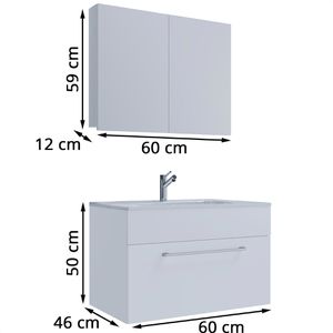 Produktbild für Waschtisch VCM Badinos, 914814, mit Spiegelschrank, weiß