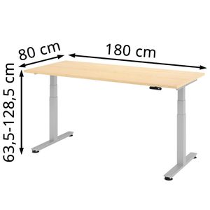 Produktbild für Schreibtisch Hammerbacher XDSM 19, ahorn / silber