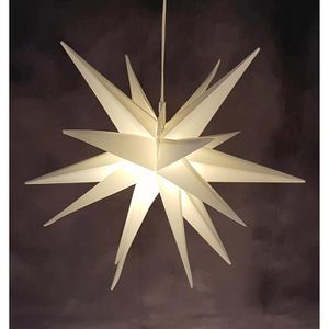 Star-Max Weihnachtsstern 34078 weiß, beleuchtet, Kunststoff, AG Birne, innen LED außen, cm 58 + Ø Timer, Böttcher –