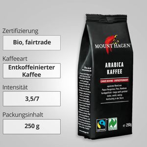Produktbild für Kaffee Mount-Hagen Arabica Blend Decaf, entkoffeiniert, BIO