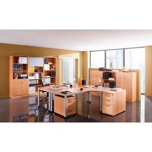 Produktbild für Schreibtisch Hammerbacher H-Serie, buche / silber