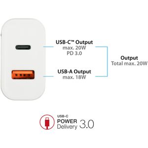 Produktbild für USB-Ladegerät Good-Connections PCA-W003W, 20 Watt