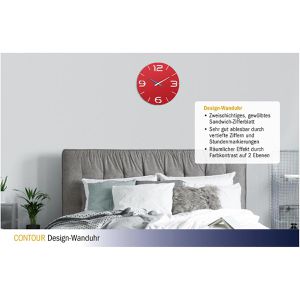 Produktbild für Wanduhr TFA 60.3047.05 Contour, Kunststoff, analog, Quarzuhr