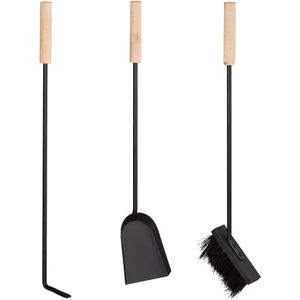 Produktbild für Kaminbesteck Relaxdays 10028788, aus Metall, schwarz, 4-teilig