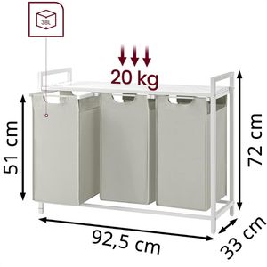 Produktbild für Wäschekorb Vasagle BLH301W01, weiß, 3 Fächer