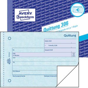 Quittungsblock Zweckform 306, fälschungssicher, MwSt. separat