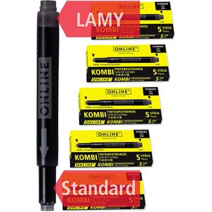 Füllerpatronen Online 70033 Kombipatrone, schwarz