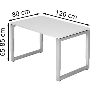 Produktbild für Schreibtisch Hammerbacher R-Serie, weiß / silber