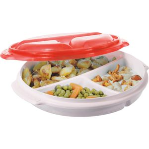 Mikrowellengeschirr Rotho Micro Clever weiß/rot aus Kunststoff