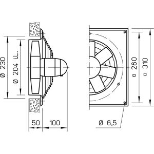 Produktbild für Axiallüfter Helios-Ventilatoren HQW 200/4, 31 x 31 cm, Ø 250mm