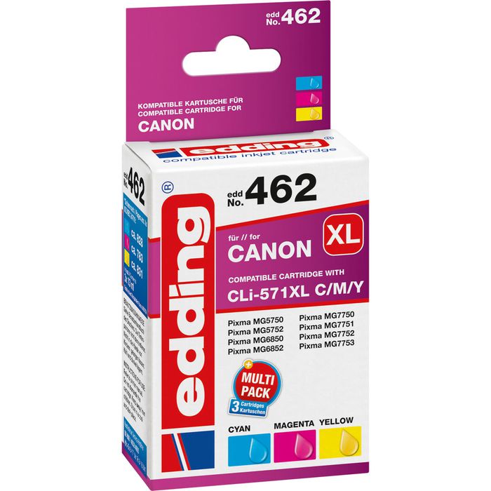 Canon – Multipack, XL, AG magenta, CLI-571 Edding für gelb Tinte EDD-462, Böttcher cyan, kompatibel
