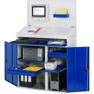 Produktbild für Computerschrank Rau Modell 61, lichtgrau / blau