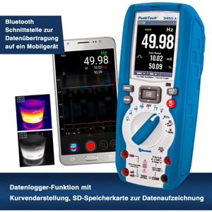 Produktbild für Multimeter PeakTech P 3450A, digital True RMS, App-fähig