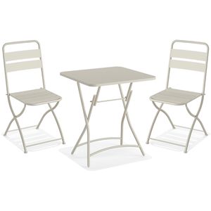 Bistrotisch Feros Breeze, beige, wetterfest, 3-teilig